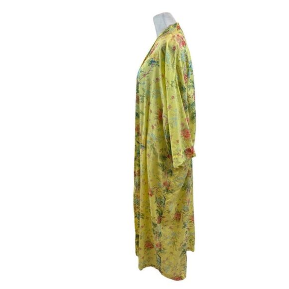 Handprint Brand Yellow Floral Print Open Front‎ Kimono One Size - Picture 7 of 8